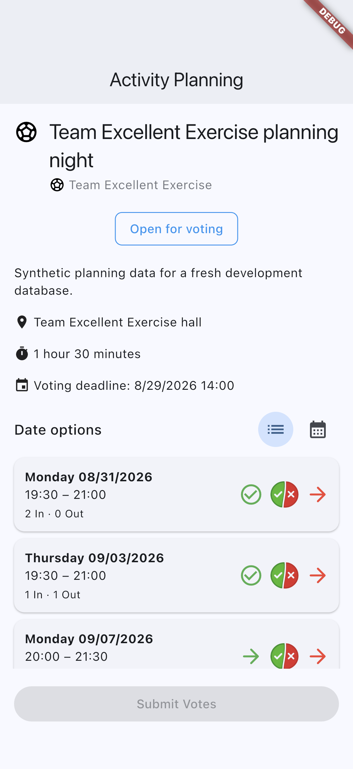 Activity planning voting on iOS