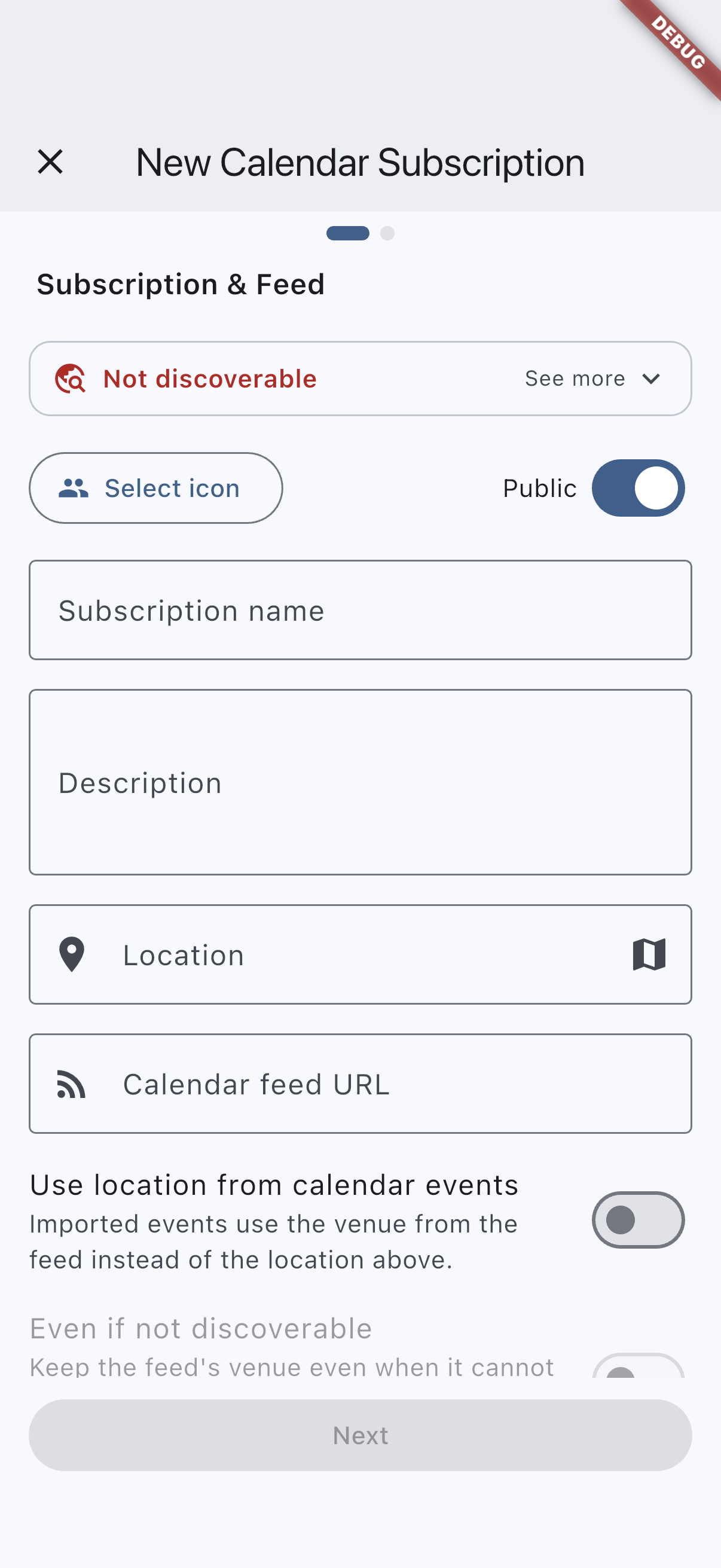 Calendar subscription wizard on iOS