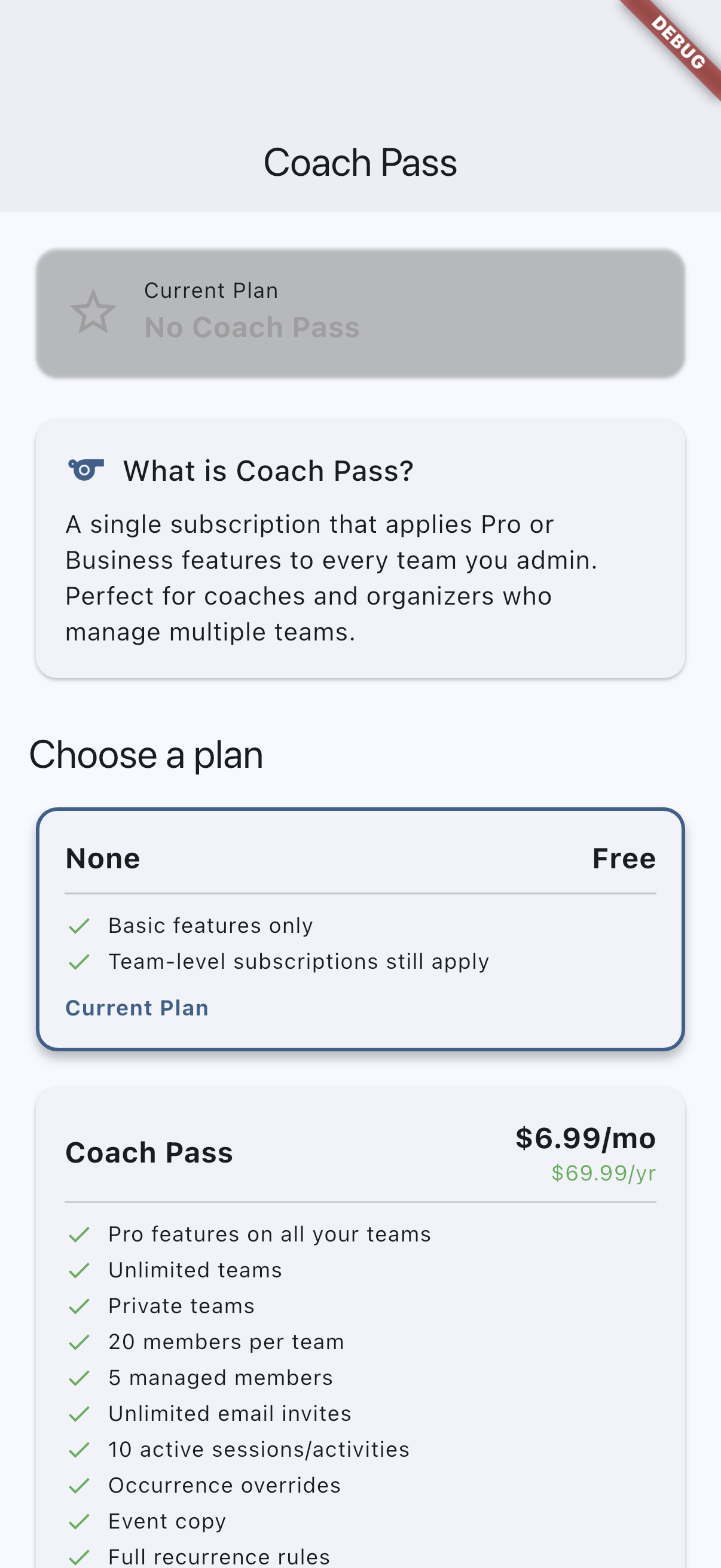 Coach Pass on iOS