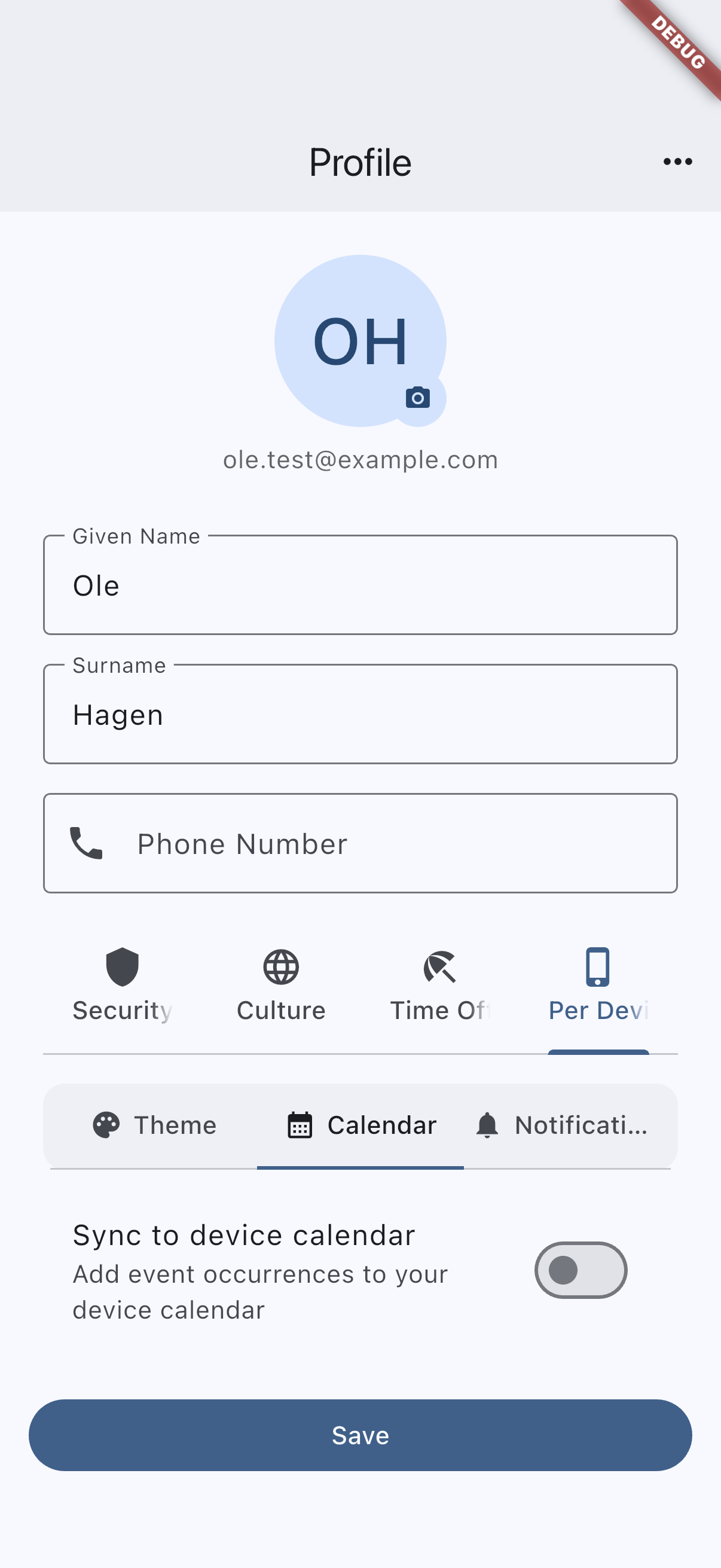 Device calendar sync on iOS