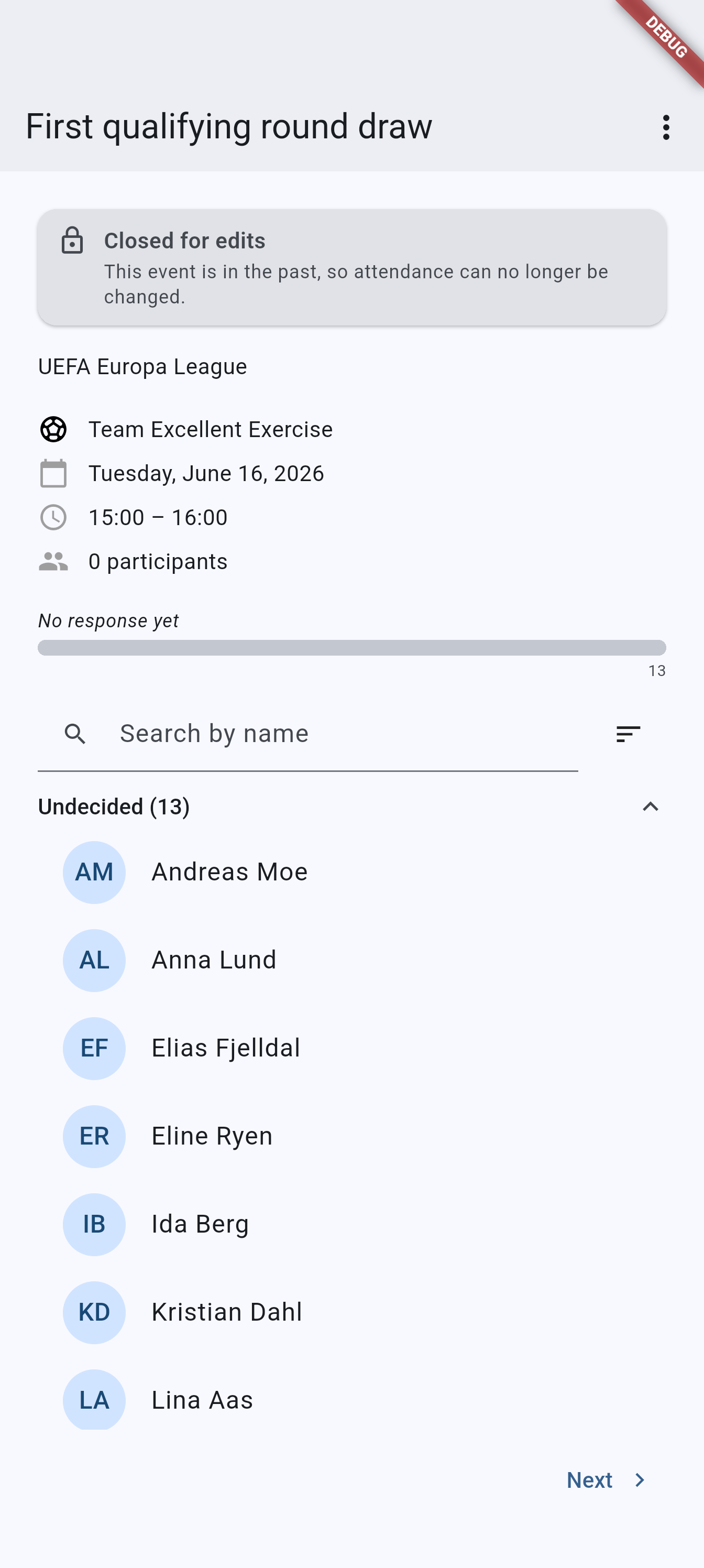 Event detail on Android
