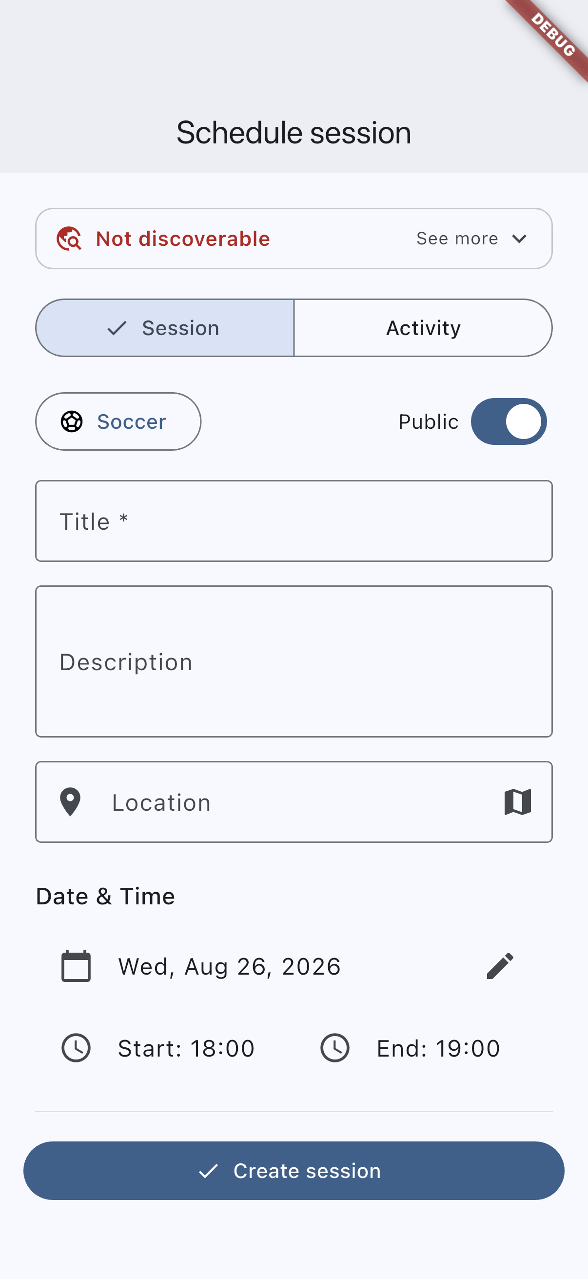 Event form on iOS