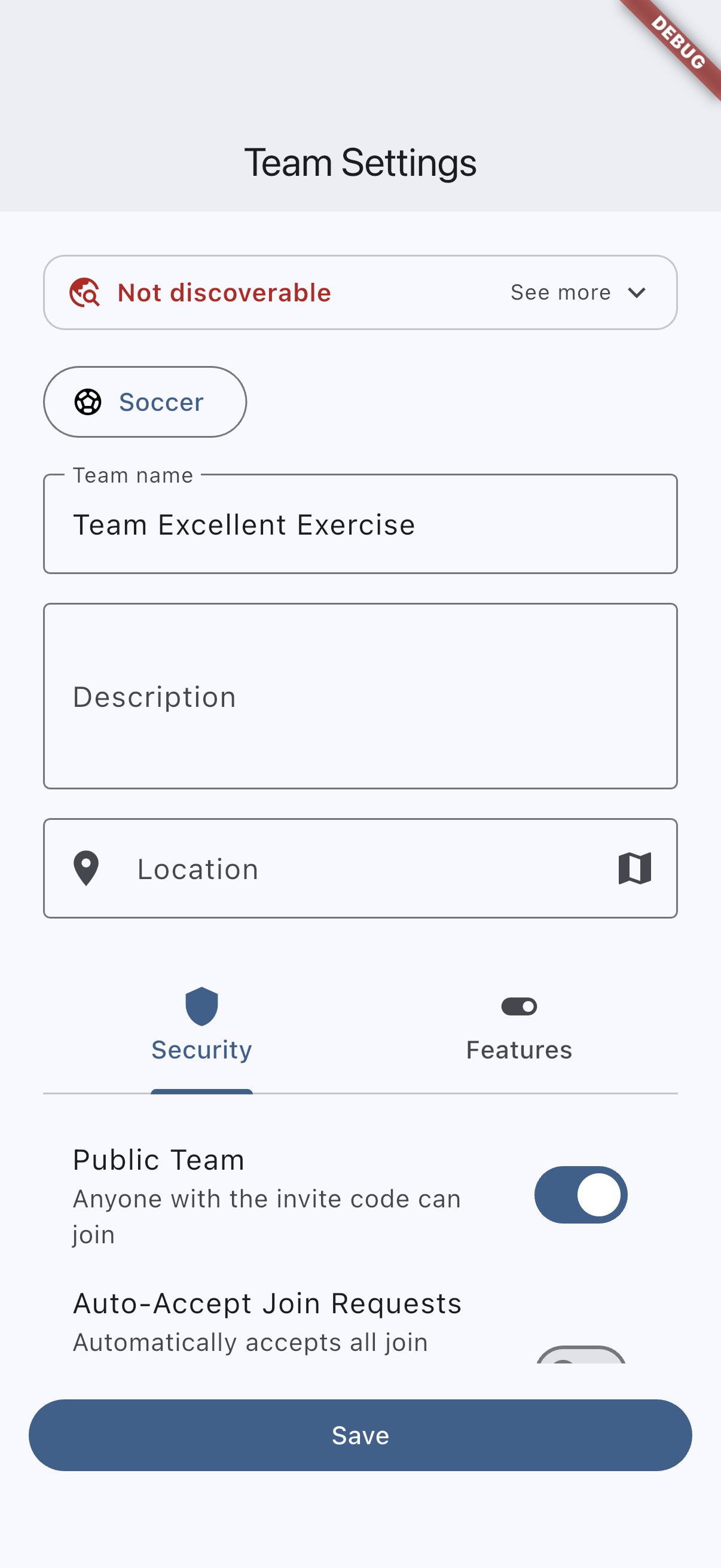 Group settings on iOS