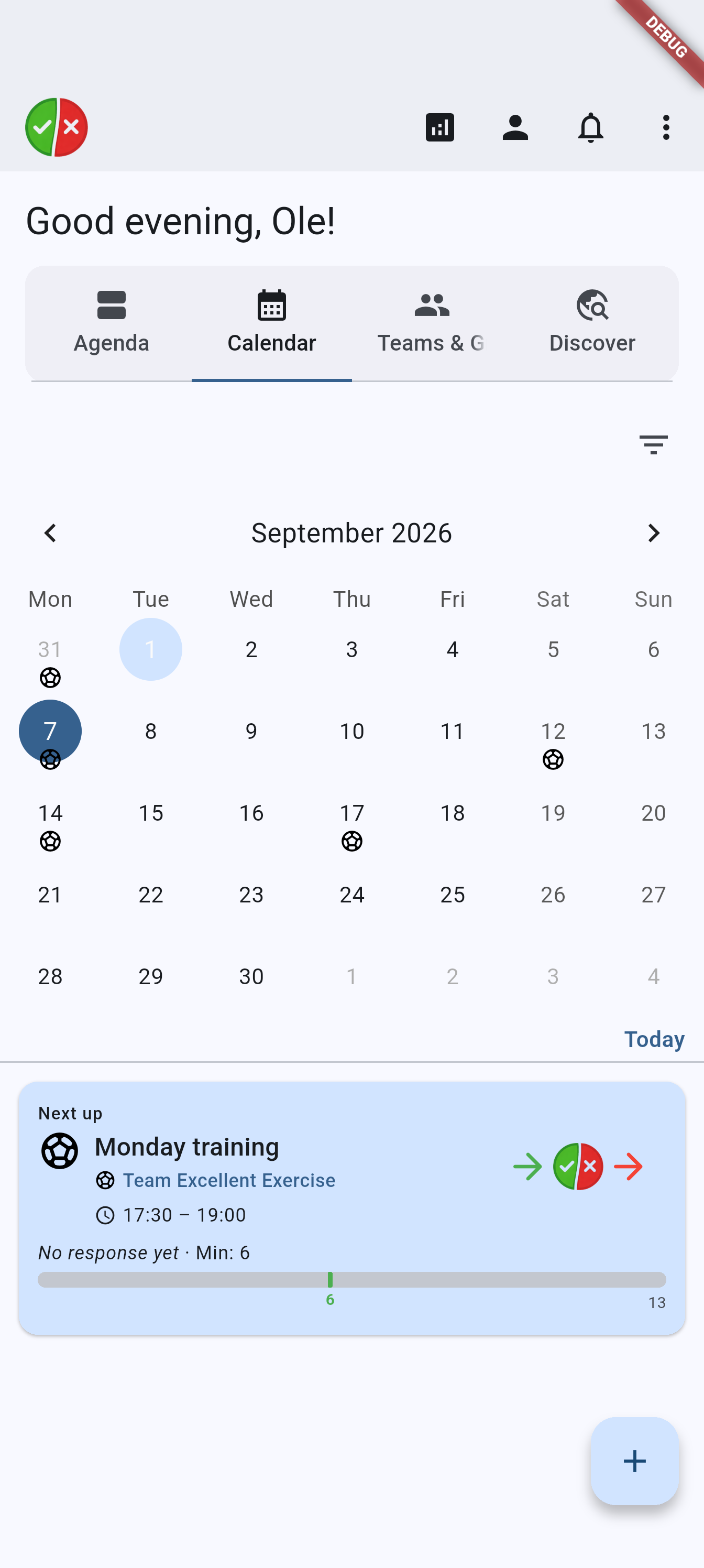 Calendar tab on Android