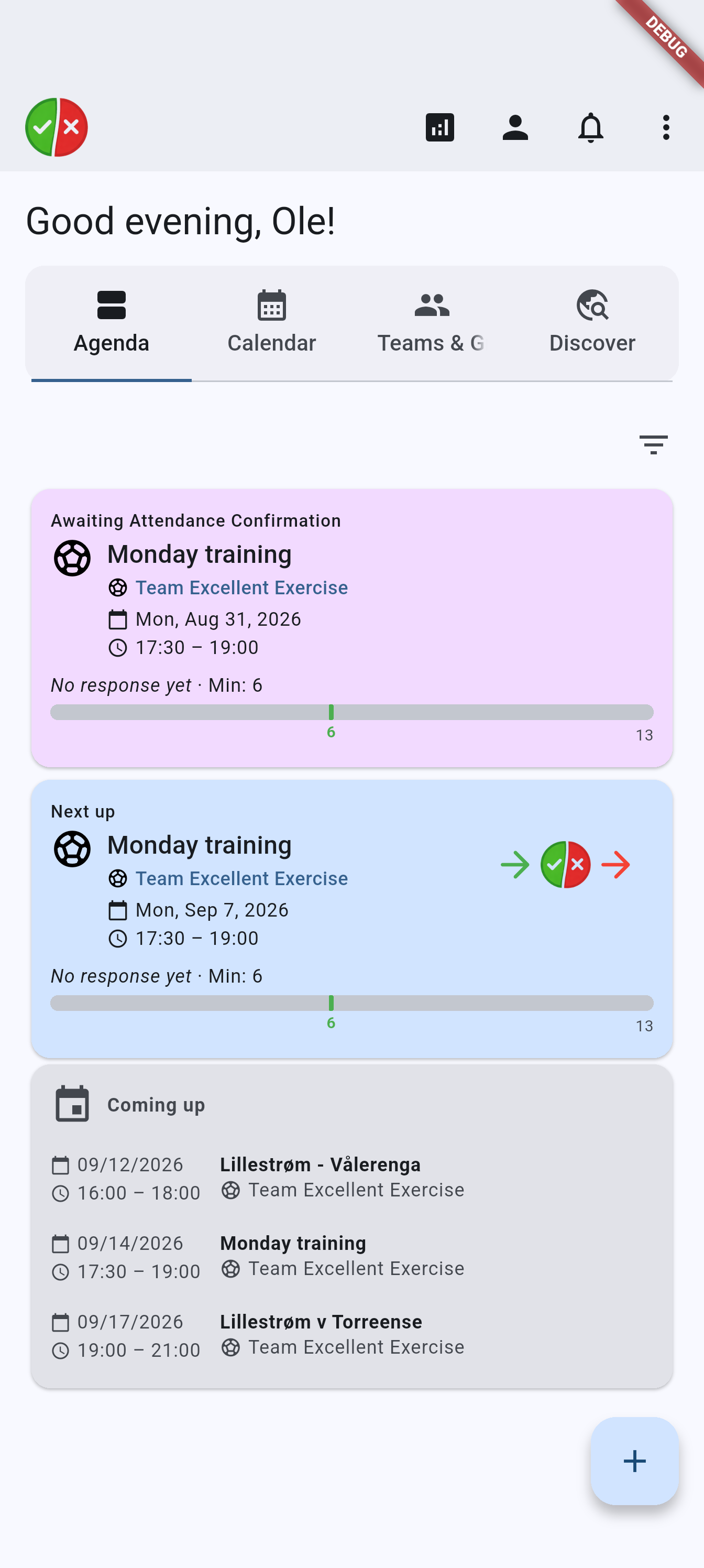 Home dashboard on Android