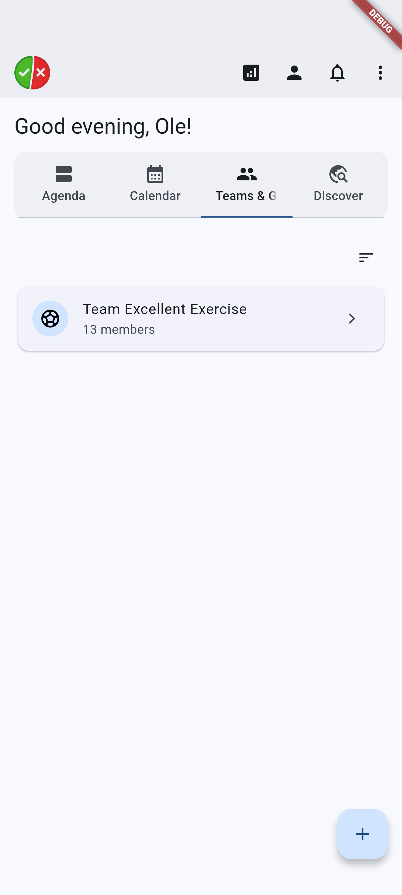 Teams & Groups tab on Android